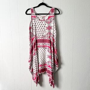 Umgee Womens Tank Dress Large Handkerchief Hem Paisley Floral Cottagecore Boho